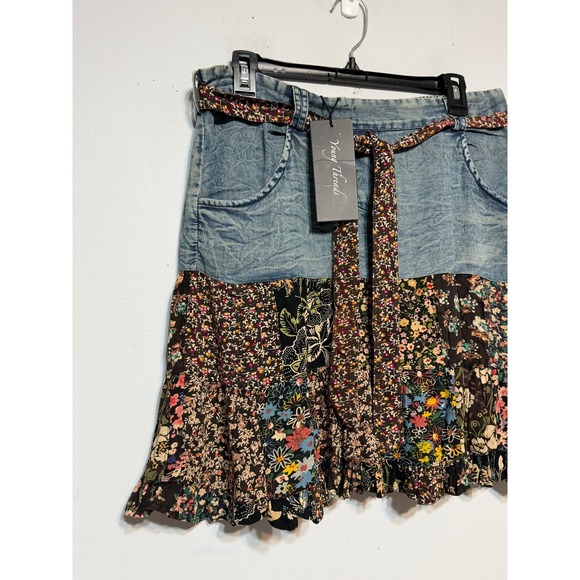 NWT Young Threads Fairy Grunge Patchwork Denim Skirt Womens Size XL Hippie Chic - Picture 4 of 7